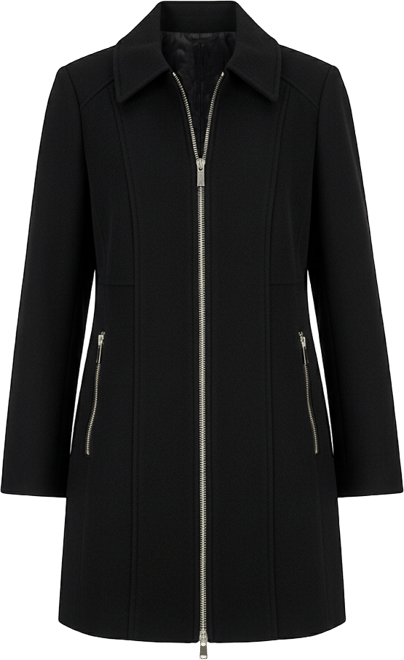 Michael  Women's Collared Zip-Front Coat