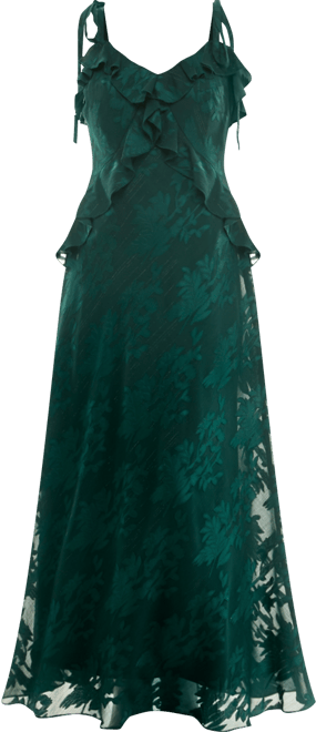 Women's Long Ruffle Detail Sleeveless Dress