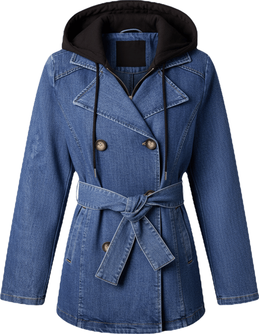 Women's Gracie Double Breasted Trench Coat with Removable Hoodie Insert