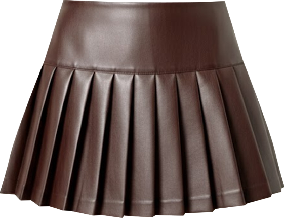 Women's Pleated Leather Skort