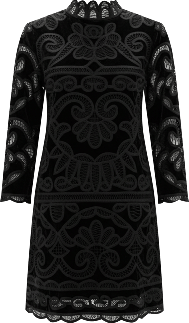 Black Velvet Battenburg Lace Mod Ellie Dress