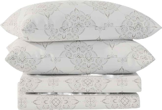 Brushed Cool Crisp Printed Cotton 4-Pc. Sheet Set, King