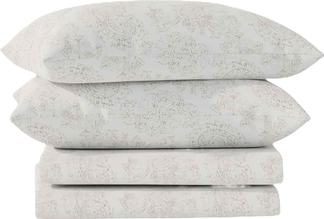 Brushed Cool Crisp Printed Cotton 4-Pc. Sheet Set, Full