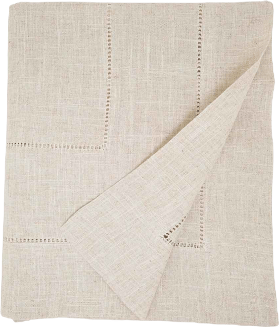 Linen Blend Toscana Double Hemstitched Tablecloth, 65" x 104"