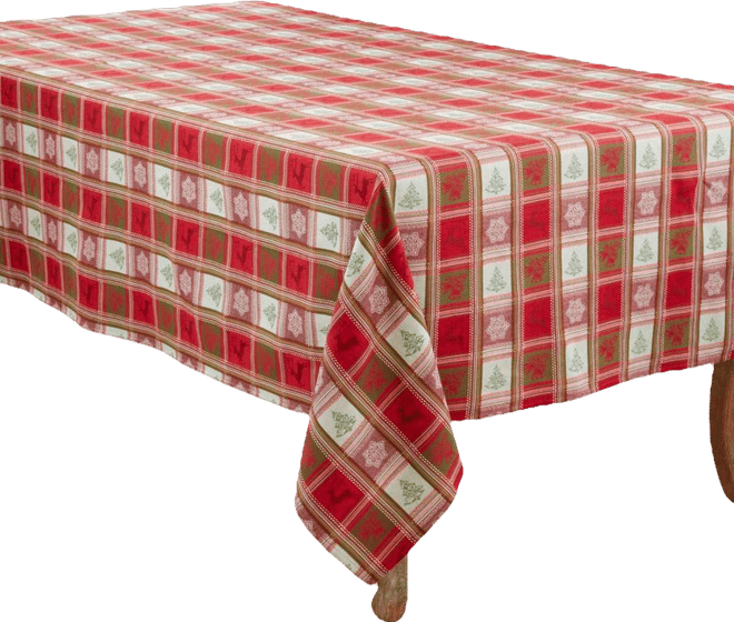Plaid Jacquard Christmas Tablecloth, 63" x 102"