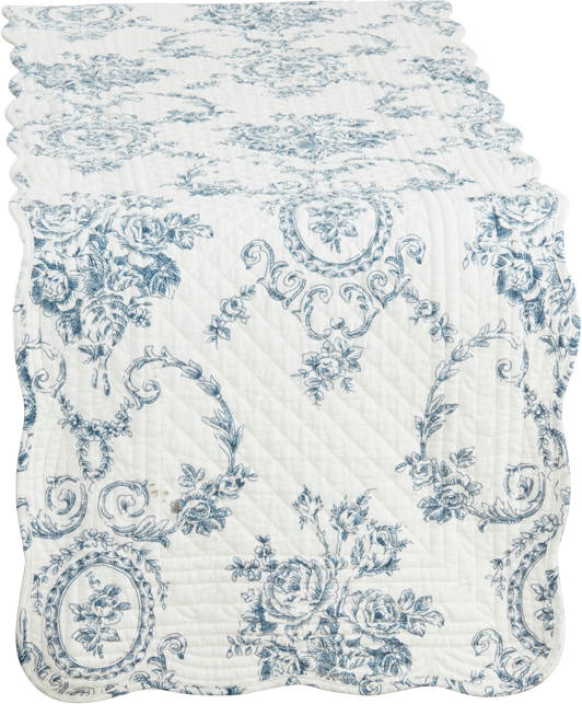 Quilted Toile Floral Table Runner, 16" x 72"