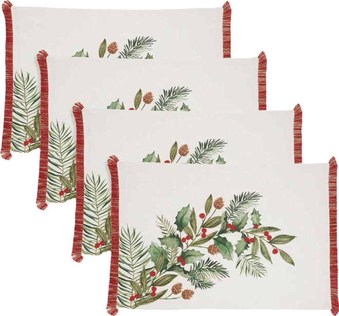 Holly Branch Placemat, Set of 4