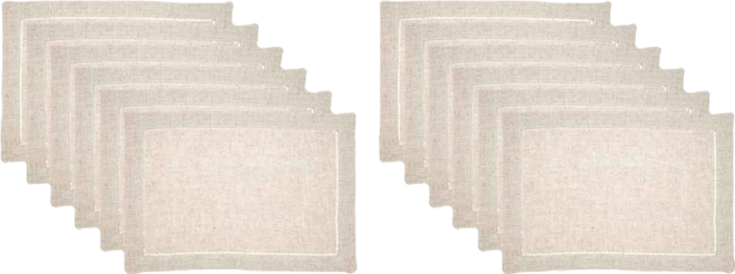 Linen Blend Toscana Double Hemstitched Placemat, Set of 12