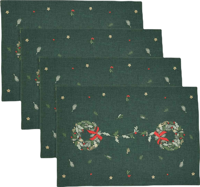 Embroidered Wreath Placemat, Set of 4