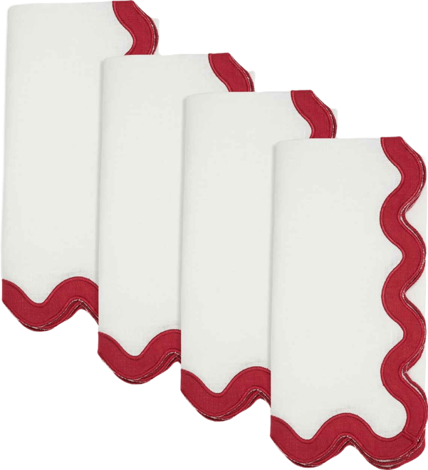 Linen Soft Hue Scallop Napkin, Set of 4