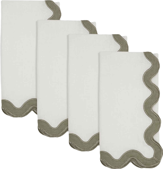 Linen Soft Hue Scallop Napkin, Set of 4