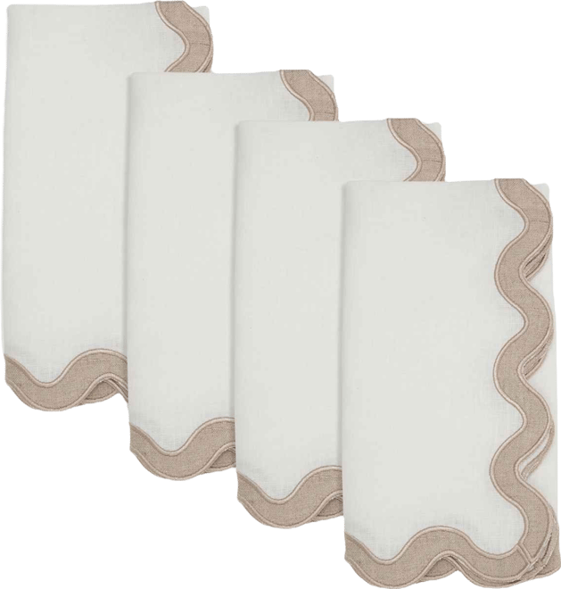 Linen Soft Hue Scallop Napkin, Set of 4