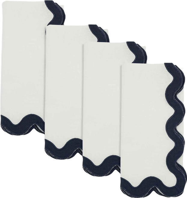Linen Soft Hue Scallop Napkin, Set of 4