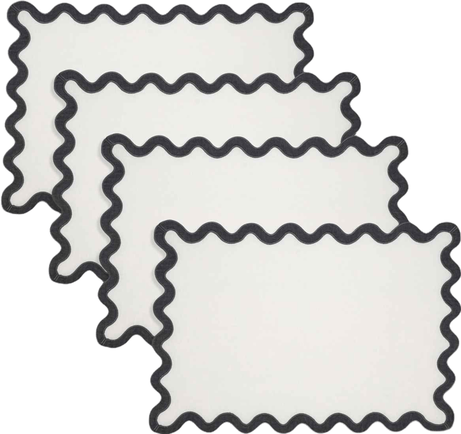 Linen Eco Scallop Border Placemat, Set of 4