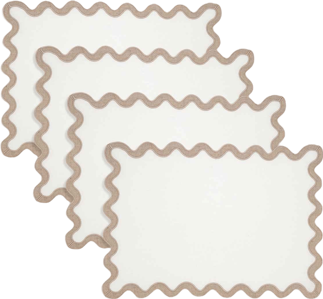 Linen Eco Scallop Border Placemat, Set of 4