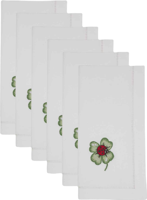 Embr'D Lady Bug Hemstitch Napkin, Set of 6