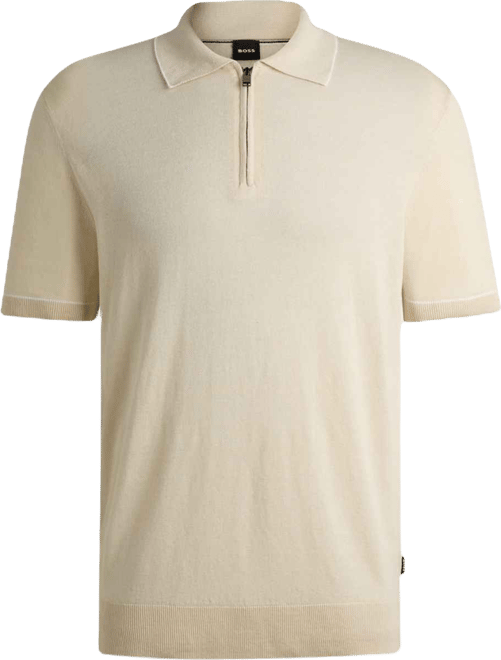 Boss by  Men's Zip Placket Linen-Blend Knit Sweater