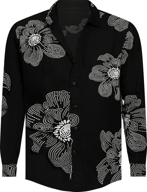 Men's Obsidian Black Maxi-Flora Shirt