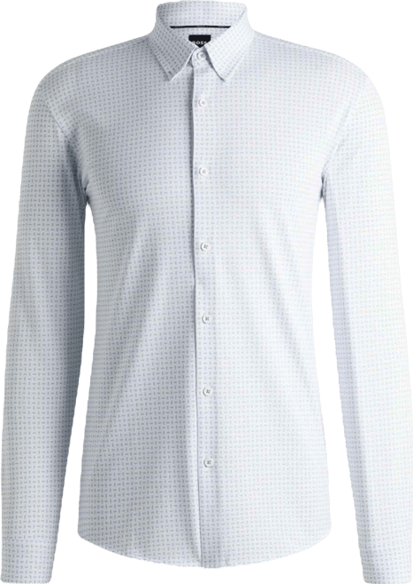 Boss by  Men's Printed Cotton Blend Slim-Fit Dress Shirt