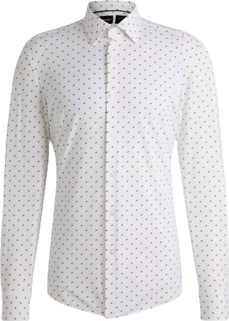 Boss by  Men's Printed Performance-Stretch Slim-Fit Dress Shirt