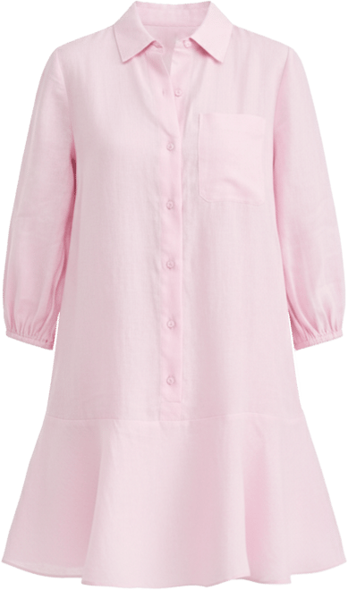 Women's 100% Linen Flounce Shirtdress, Created for Macy's