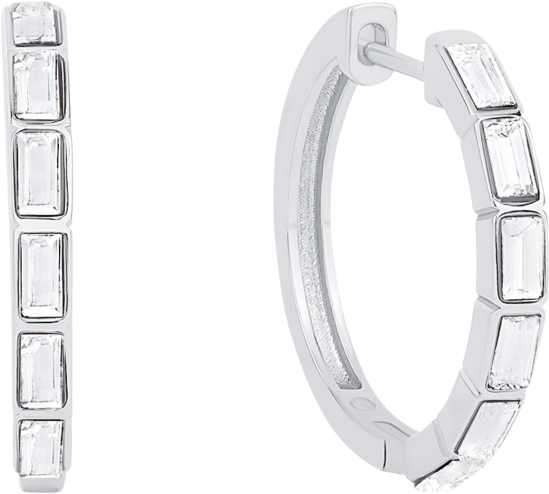 Crystal Baguette Hinged Hoop Earrings