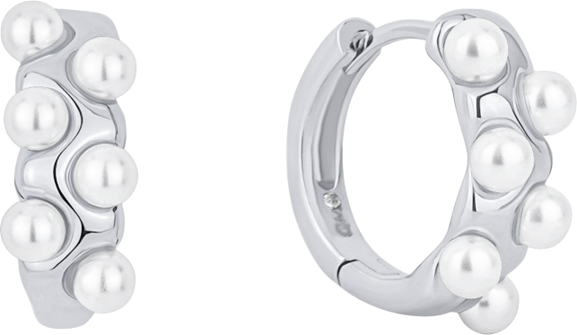 Simulated Cultivated Pearl Hinged Hoop Earrings