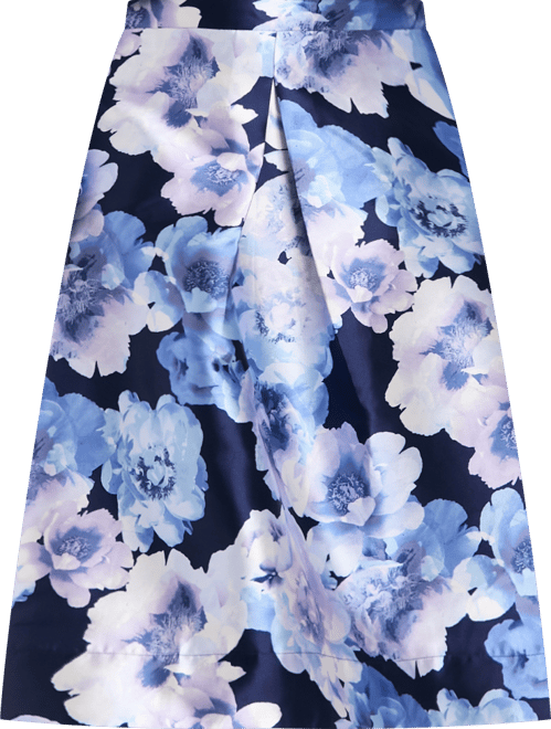 Plus Size Floral-Print Pleated Skirt