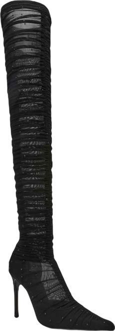 Women's Rashida Rhinestone Mesh Over-the-Knee Stiletto Dress Boots