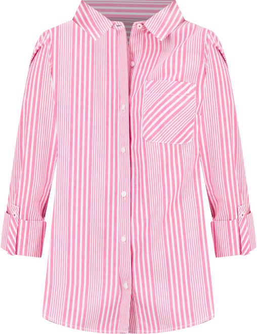 Nautica Women's Stripe Button-Front Roll-Tab-Sleeve Cotton Shirt