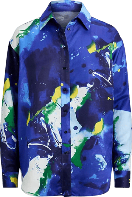 Women's Relaxed Fit Abstract-Print Crepe Shirt