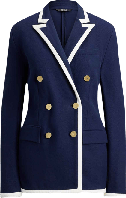 Women's Two-Tone Double-Breasted Pique Blazer
