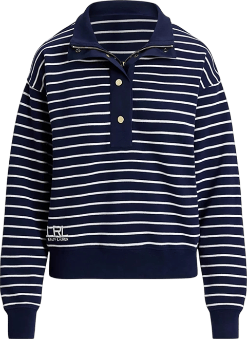 Women's Striped Mock Neck Sweatshirt