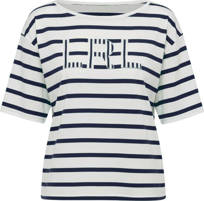Women's Striped Beaded-Logo T-Shirt