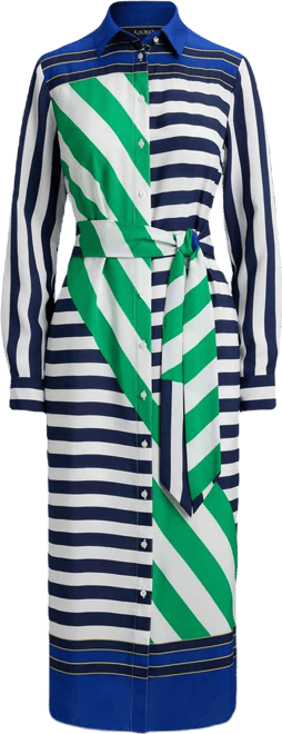 Women's Striped Crepe Shirtdress