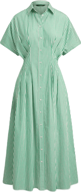Women's Striped Pleated Shirtdress