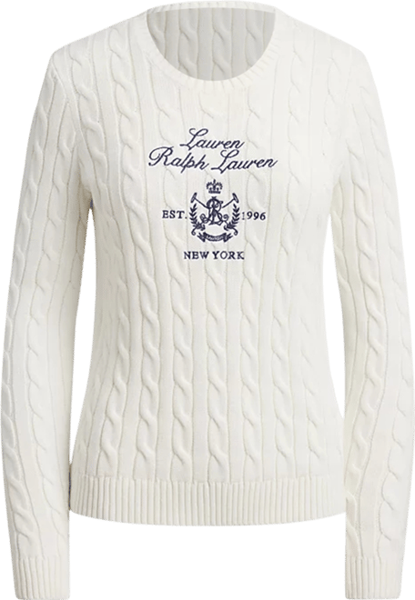 Women's Embroidered-Crest Cable-Knit Sweater