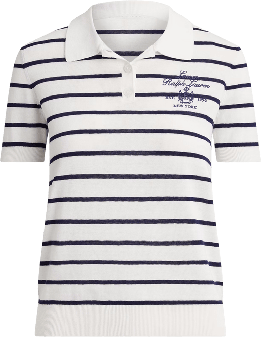 Women's Striped Slim-Fit Polo Sweater