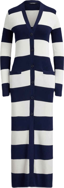 Women's Striped Ankle-Grazing Cardigan