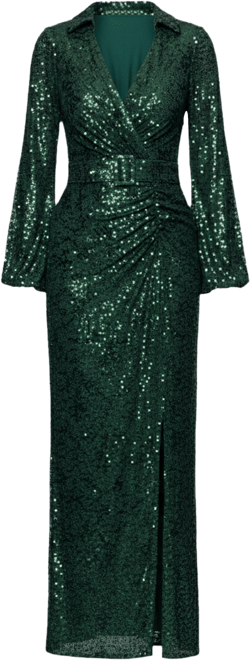 Women's Sequin Collared Long Dress
