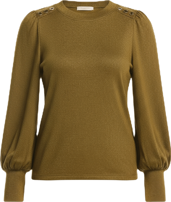 Petite Metallic Puff Long Sleeve Top