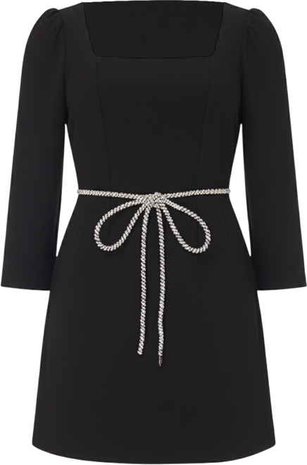 Women's Long Sleeve Square Neck Applique Dress