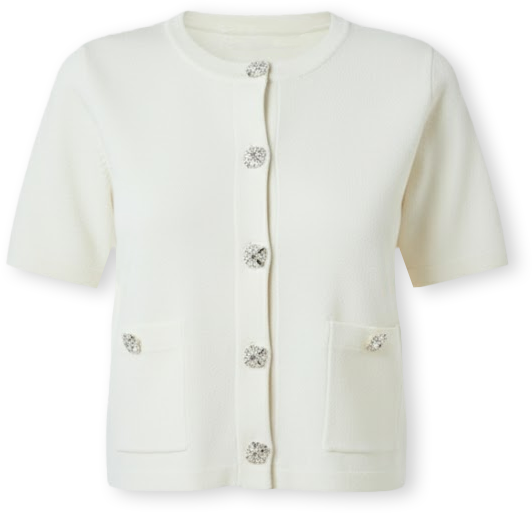 Women's Short Sleeve Jewel Button-Up Cardigan