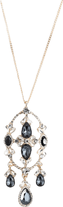 Glass Stone Gold-Tone Slider Pendant Necklace