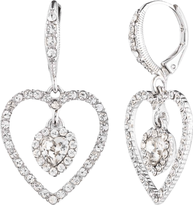 Glass Stone Gold-Tone Heart Orbital Earrings (also in Silver-Tone)