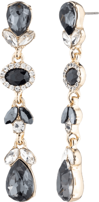 Glass Stone Gold-Tone Drama Linear Earrings