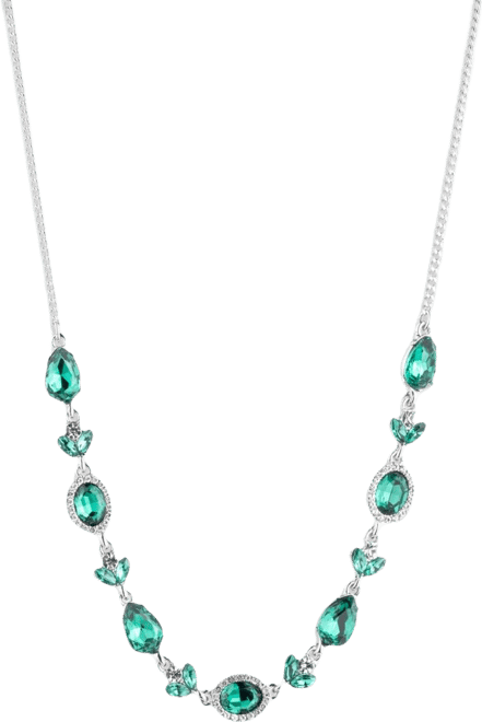 Glass Stone Silver-Tone and Gold-Tone Frontal Necklace