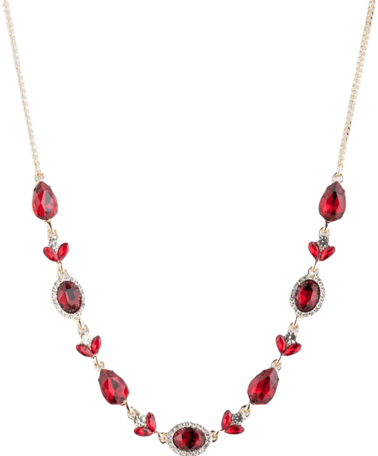 Glass Stone Silver-Tone and Gold-Tone Frontal Necklace