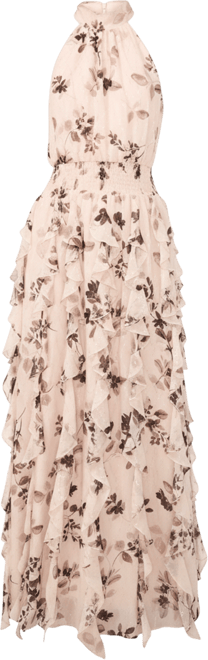 Women's Printed Sleeveless Halter Maxi Dress