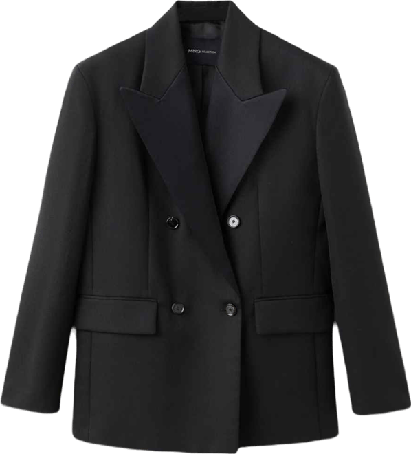 Women's Lapel Detail Wool Blend Suit Blazer